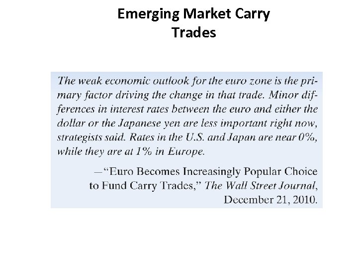 Emerging Market Carry Trades 