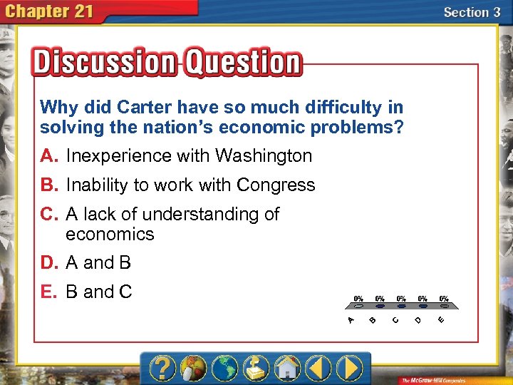 Why did Carter have so much difficulty in solving the nation’s economic problems? A.