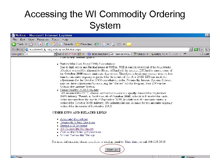 Accessing the WI Commodity Ordering System 