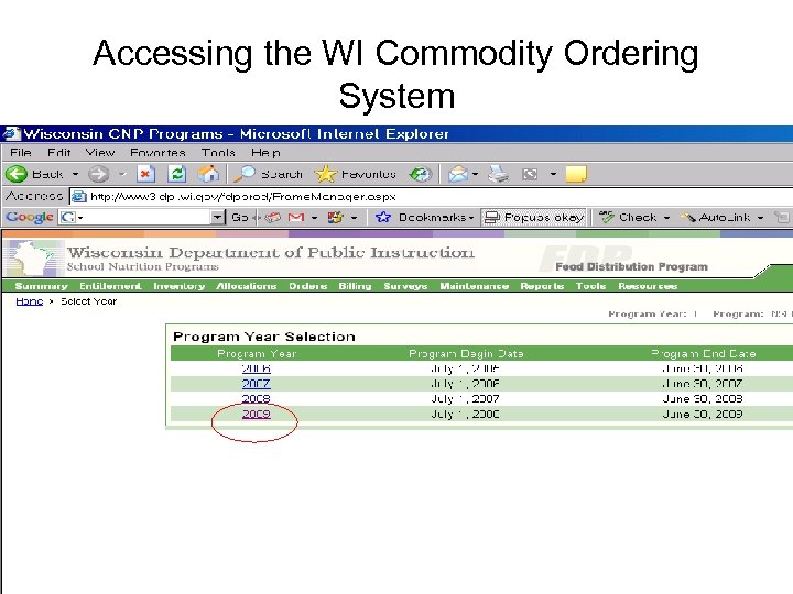 Accessing the WI Commodity Ordering System 