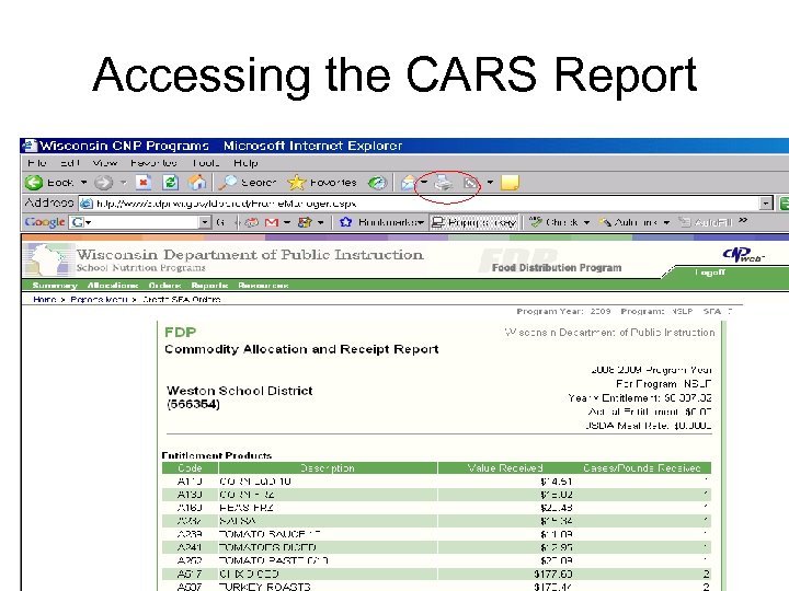 Accessing the CARS Report 