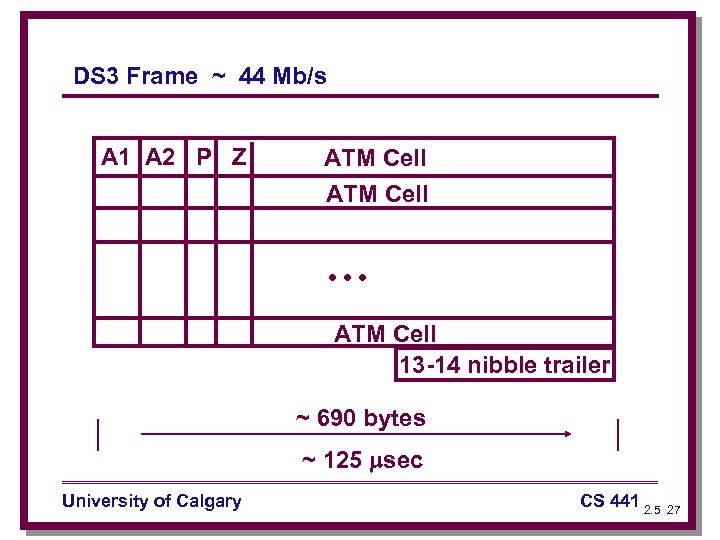 DS 3 Frame ~ 44 Mb/s A 1 A 2 P Z ATM Cell
