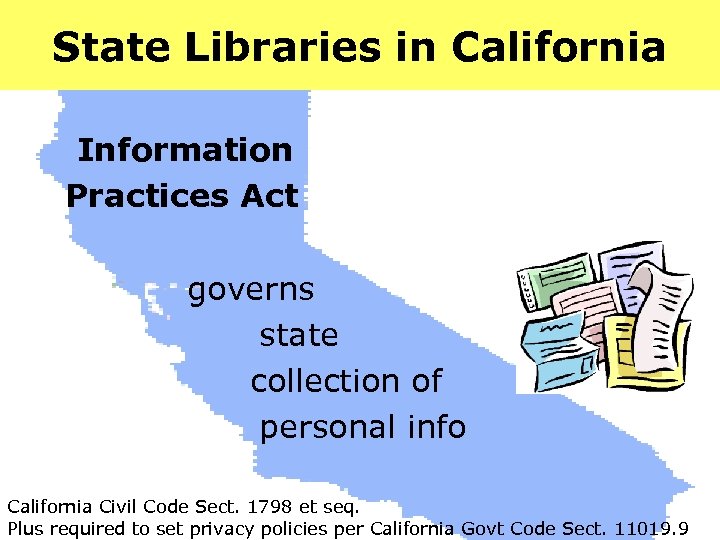State Libraries in California Information Practices Act governs state collection of personal info California