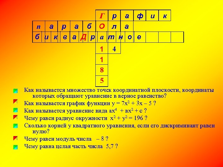 Г р а ф и п а р а б О л а б