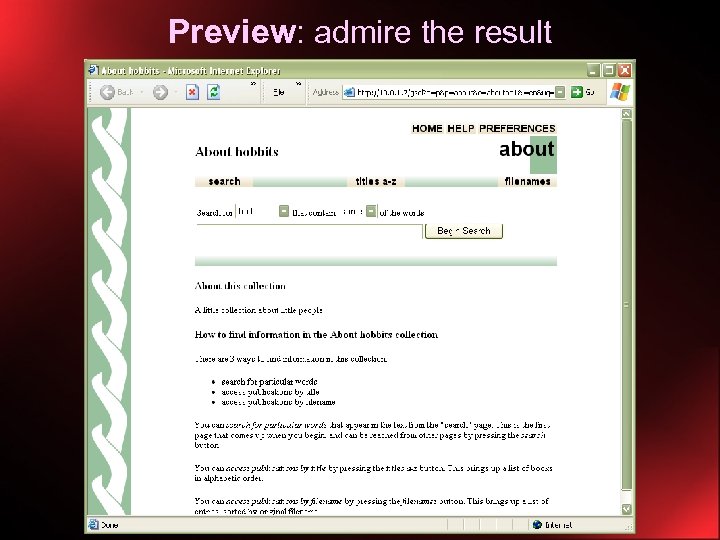 Preview: admire the result 