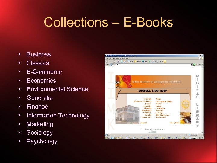 Collections – E-Books • • • Business Classics E-Commerce Economics Environmental Science Generalia Finance