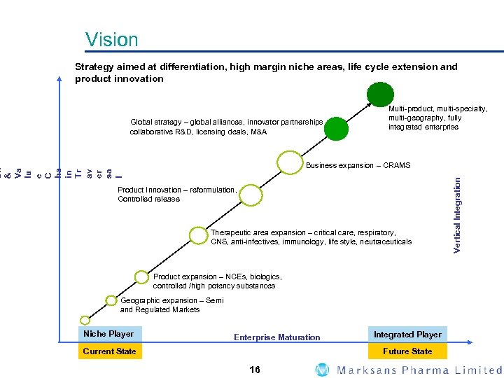 Vision Strategy aimed at differentiation, high margin niche areas, life cycle extension and product