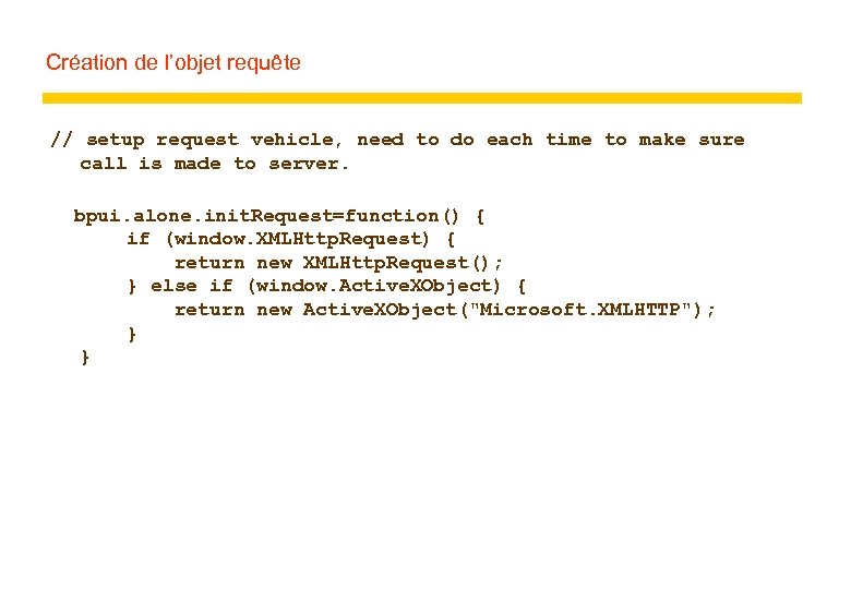 Création de l’objet requête // setup request vehicle, need to do each time to