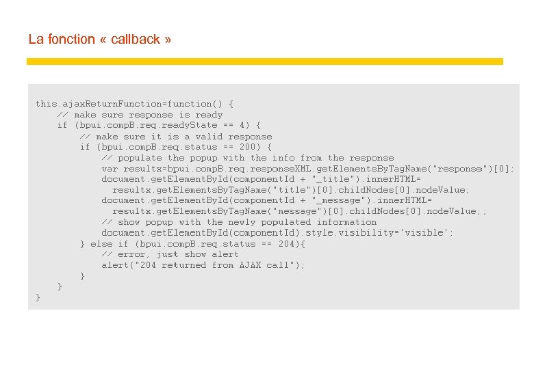 La fonction « callback » 
