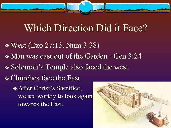 Which Direction Did it Face? v West (Exo 27: 13, Num 3: 38) v