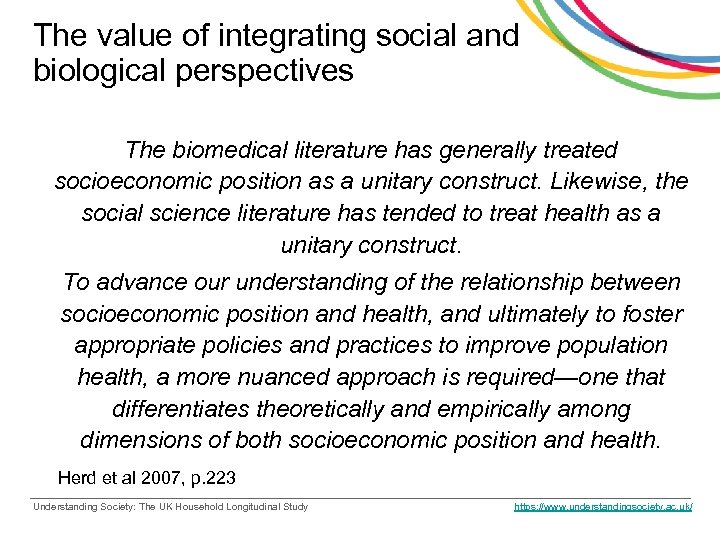 The value of integrating social and biological perspectives The biomedical literature has generally treated