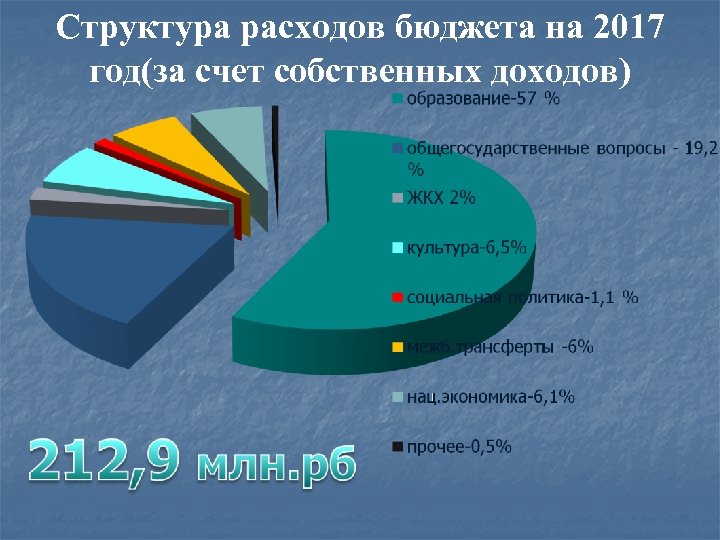 Структура расходов бюджета на 2017 год(за счет собственных доходов) 