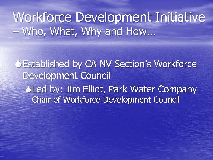 Workforce Development Initiative – Who, What, Why and How… Established by CA NV Section’s