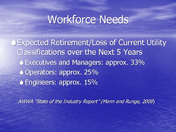 Workforce Needs Expected Retirement/Loss of Current Utility Classifications over the Next 5 Years Executives
