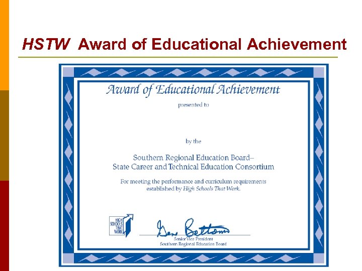 HSTW Award of Educational Achievement 