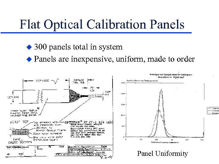 Flat Optical Calibration Panels u 300 panels total in system u Panels are inexpensive,