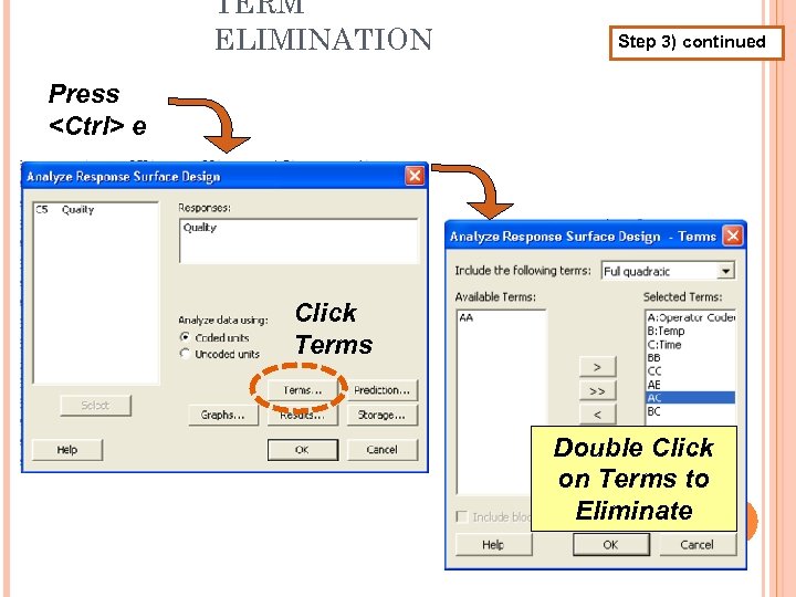 TERM ELIMINATION Step 3) continued Press <Ctrl> e Click Terms Double Click on Terms