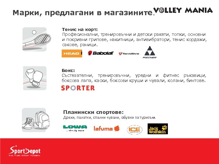 Mарки, предлагани в магазините: Тенис на корт: Професионални, тренировъчни и детски ракети, топки, основни