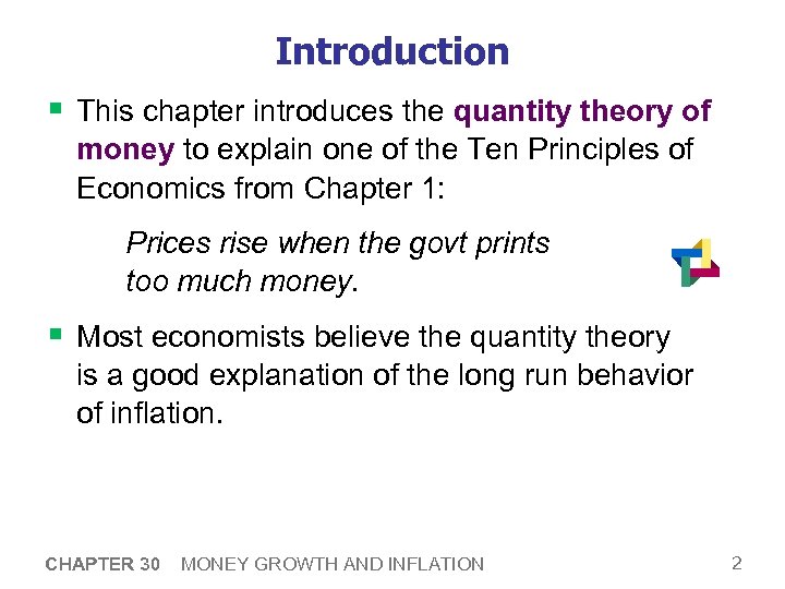 Introduction § This chapter introduces the quantity theory of money to explain one of