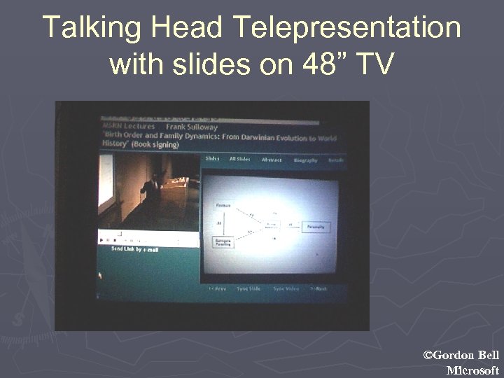 Talking Head Telepresentation with slides on 48” TV ©Gordon Bell Microsoft 