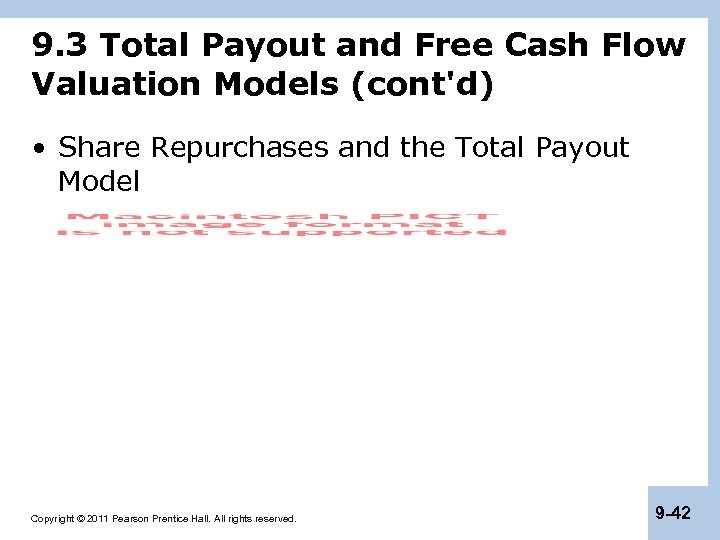 9. 3 Total Payout and Free Cash Flow Valuation Models (cont'd) • Share Repurchases