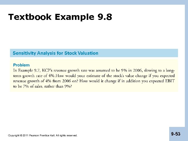 Textbook Example 9. 8 Copyright © 2011 Pearson Prentice Hall. All rights reserved. 9