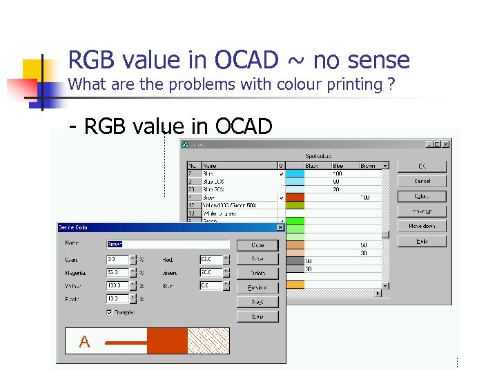 RGB value in OCAD ~ no sense What are the problems with colour printing