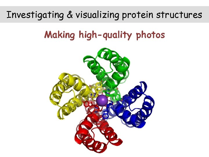 Investigating & visualizing protein structures Making high-quality photos 
