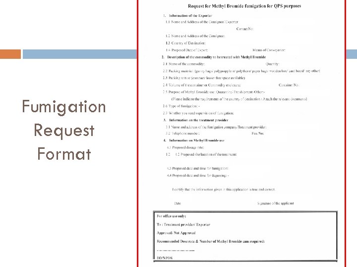 Fumigation Request Format 