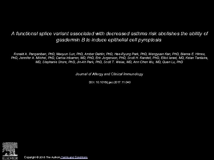 A functional splice variant associated with decreased asthma risk abolishes the ability of gasdermin
