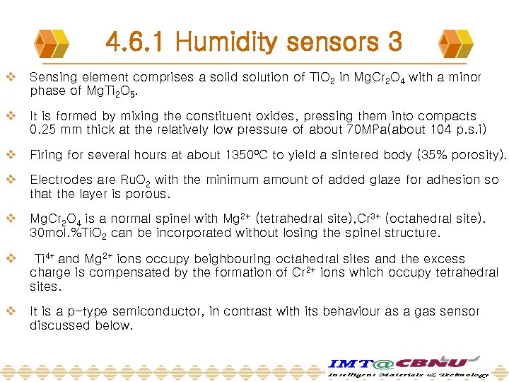 4. 6. 1 Humidity sensors 3 v Sensing element comprises a solid solution of