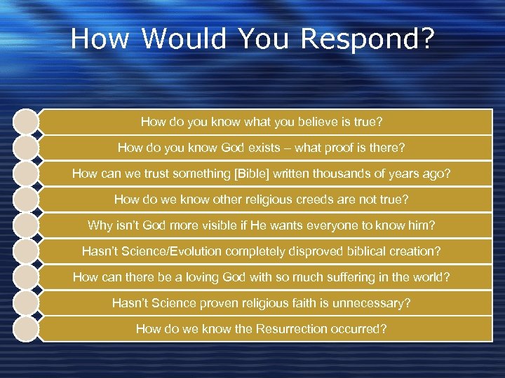 How Would You Respond? How do you know what you believe is true? How