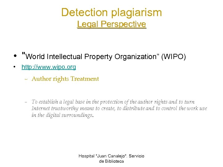 Detection plagiarism Legal Perspective • 