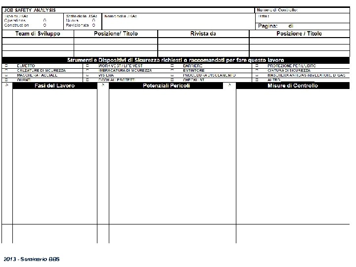 Procedura sicura 2013 - Seminario BBS 