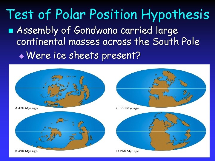 Test of Polar Position Hypothesis n Assembly of Gondwana carried large continental masses across