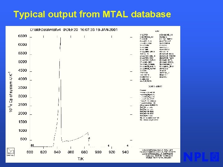 Typical output from MTAL database 