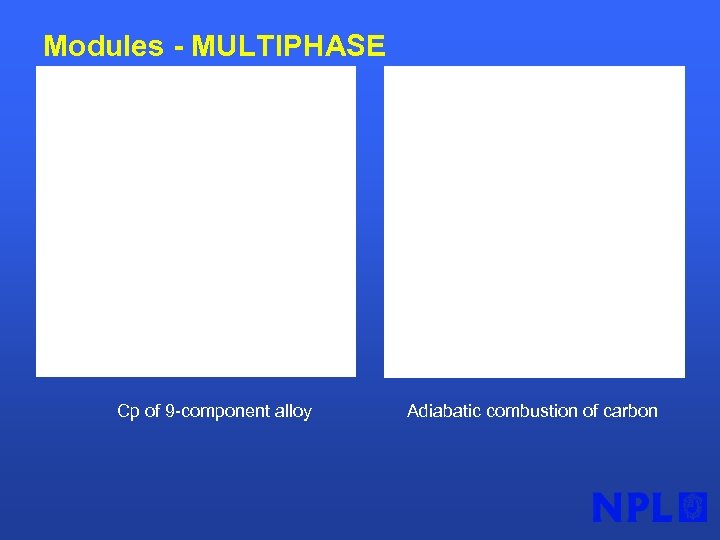 Modules - MULTIPHASE Cp of 9 -component alloy Adiabatic combustion of carbon 