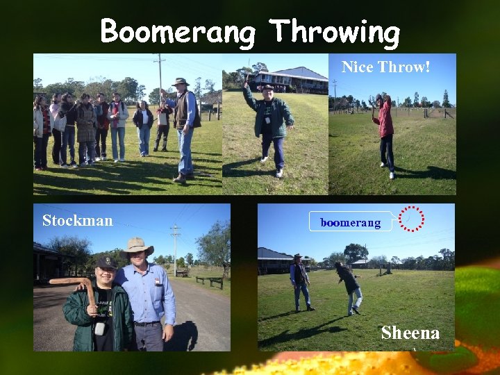 Boomerang Throwing Nice Throw! Stockman boomerang Sheena 