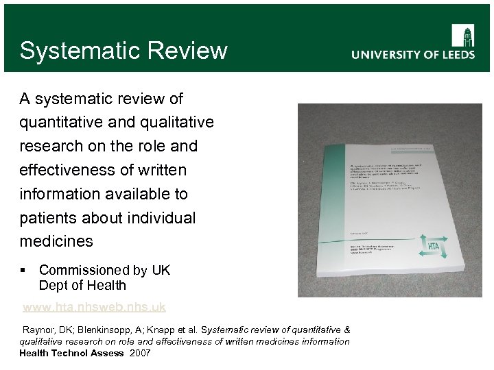 Systematic Review A systematic review of quantitative and qualitative research on the role and