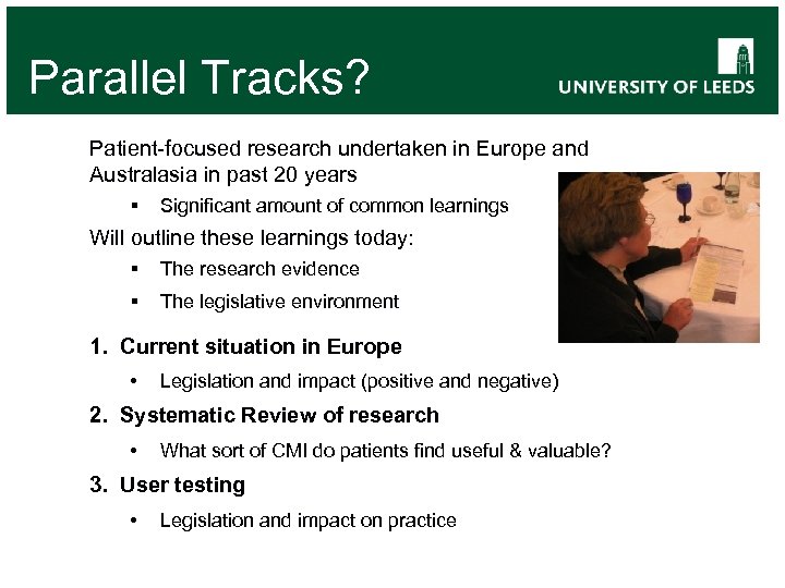 Parallel Tracks? Patient-focused research undertaken in Europe and Australasia in past 20 years §