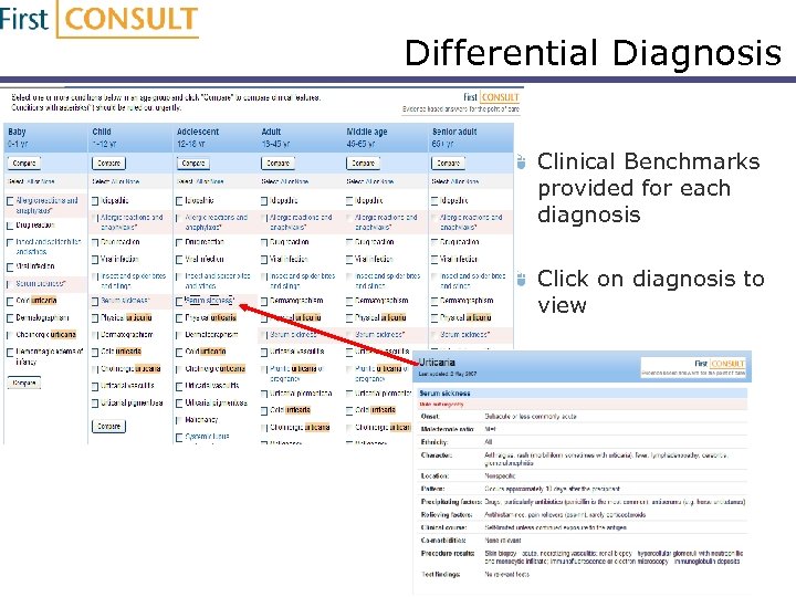 Differential Diagnosis Clinical Benchmarks provided for each diagnosis Click on diagnosis to view 