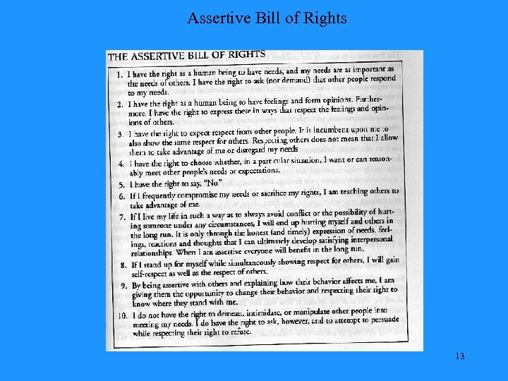 Assertive Bill of Rights 13 