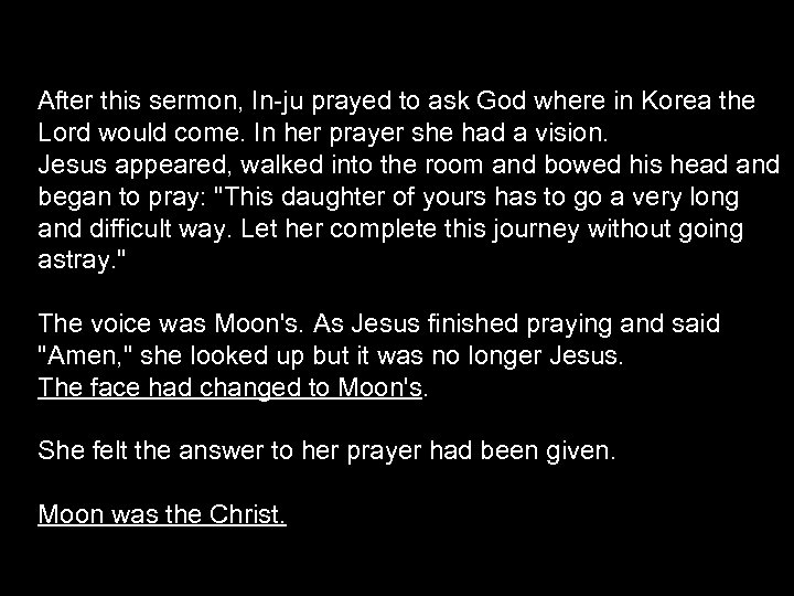  After this sermon, In-ju prayed to ask God where in Korea the Lord