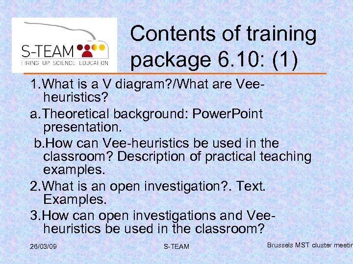 Contents of training package 6. 10: (1) 1. What is a V diagram? /What