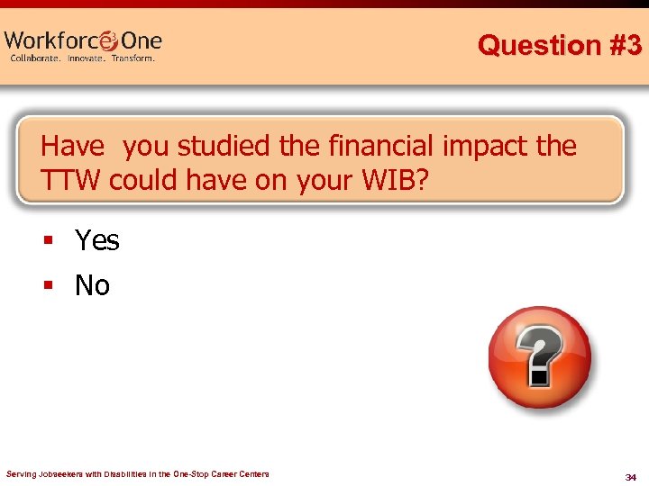 Question #3 Have you studied the financial impact the TTW could have on your