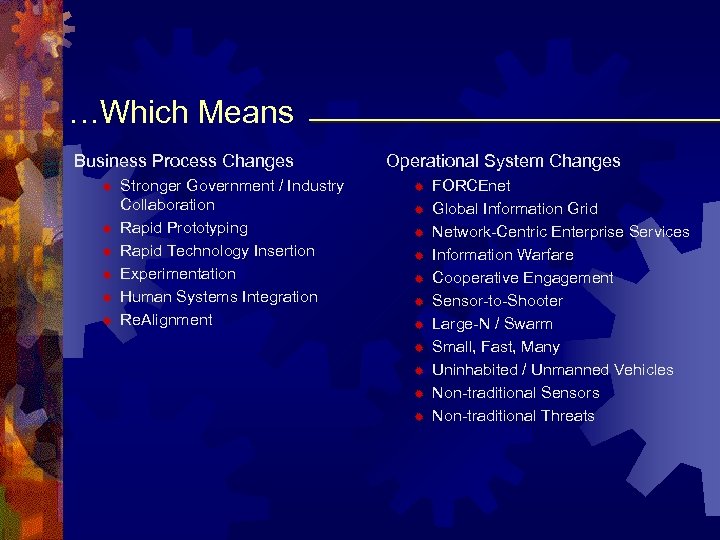 …Which Means Business Process Changes ® ® ® Stronger Government / Industry Collaboration Rapid