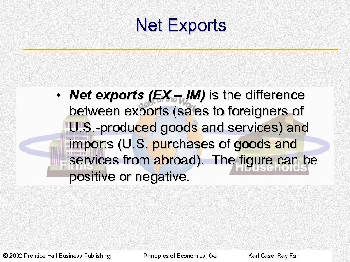 Net Exports • Net exports (EX – IM) is the difference between exports (sales