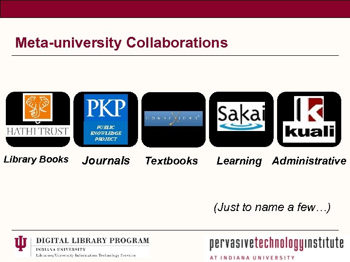 Meta-university Collaborations c Library Books c c Journals Textbooks PUBLIC KNOWLEDGE PROJECT c c