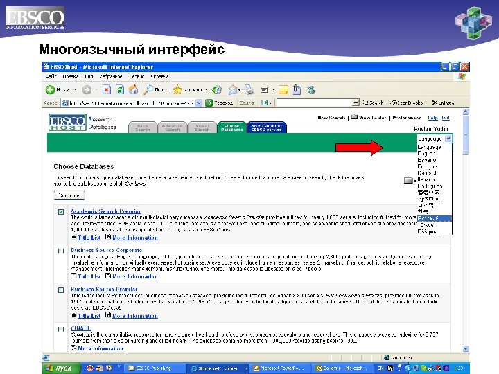 Многоязычный интерфейс 