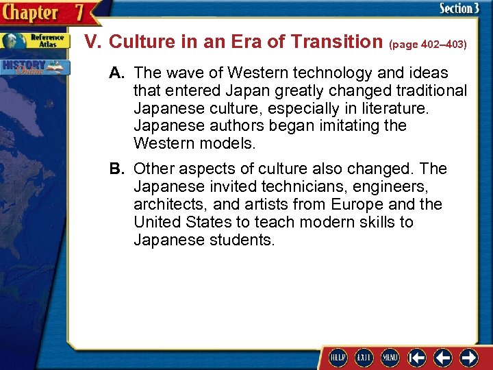 V. Culture in an Era of Transition (page 402– 403) A. The wave of